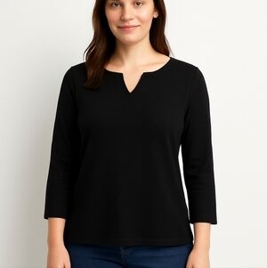 Talbots Black Vneck Pullover Top Sz Lg